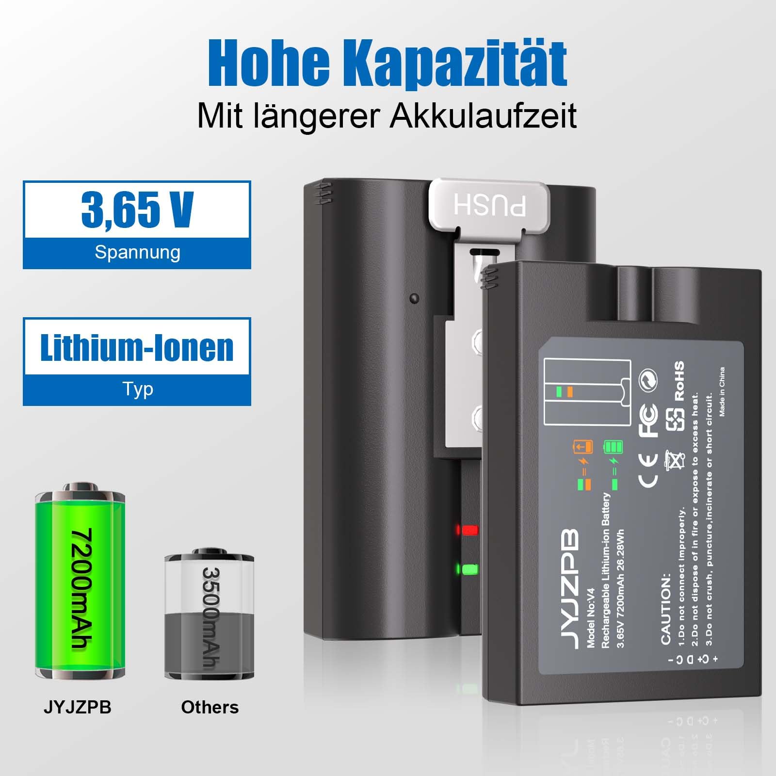 4 Stück Batterien mit Ladestation für Ring Video Doorbell, 3,65V 7200mAh V4 Ersatz Kamera Akku kompatibel mit Ring Doorbell 2/3/3+/4, für Stick Up Cam (2nd & 3rd Gen) und Spotlight Cam
