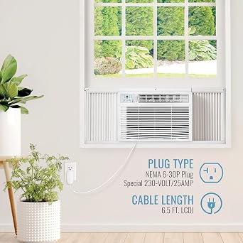 Keystone 23,200 BTU Window Air Conditioner with 16,000 BTU Supplemental Heat and Dehumidifier, 230V, Window AC for Large Rooms up to 1,500 Sq.Ft. with Smart Remote Control