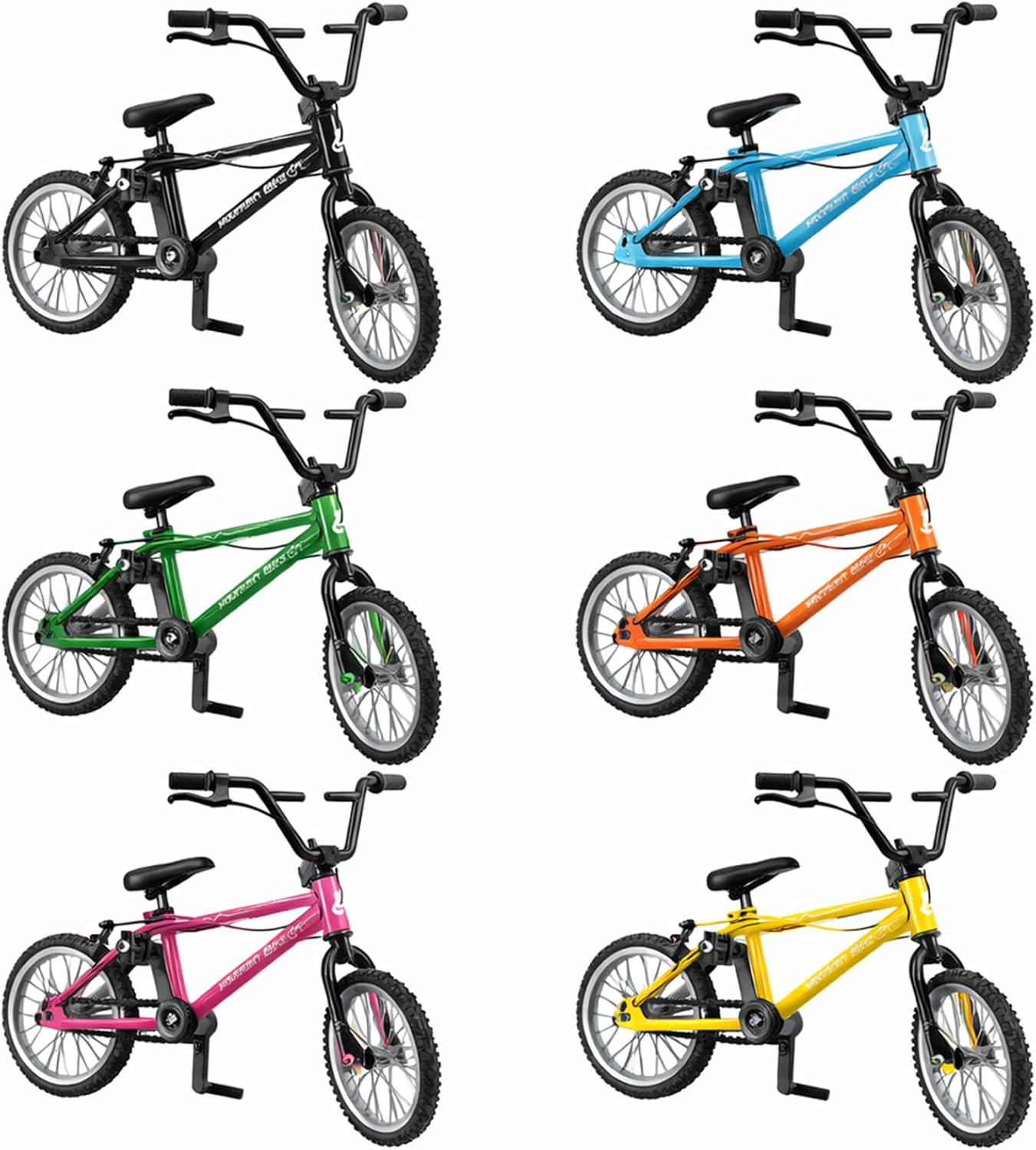 6 Pieces 4inch Finger Bike Miniature Model, Mini Finger Mountain Bike Art Crafts Desktop Decor for Adults Collectors Birthday Gifts, 6 Colors