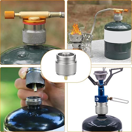 Miniatura 7 de 2 adaptadores de estufa de campamento, adaptador de recipiente de GLP, entrada de tanque de propano de 1 libra, EN417, adaptador de salida