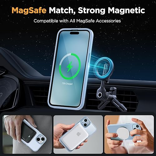 Miniatura 130 de Miracase - Funda magnética para iPhone 13 de 6.1 pulgadas (compatible con MagSafe) (con 2 protectores de pantalla), protección de grado militar