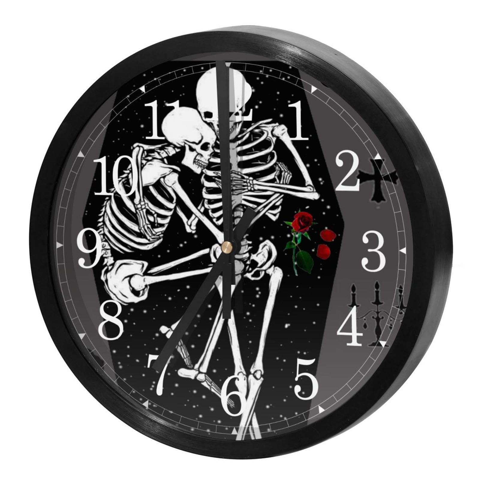Horloge murale silencieuse à quartz couple squelette pour chambre