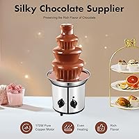 Vista 4 de Fuente de chocolate, capacidad de 2 libras, fácil de montar, fuente de fondue de chocolate de acero inoxidable de 4 niveles para queso nacho, salsa