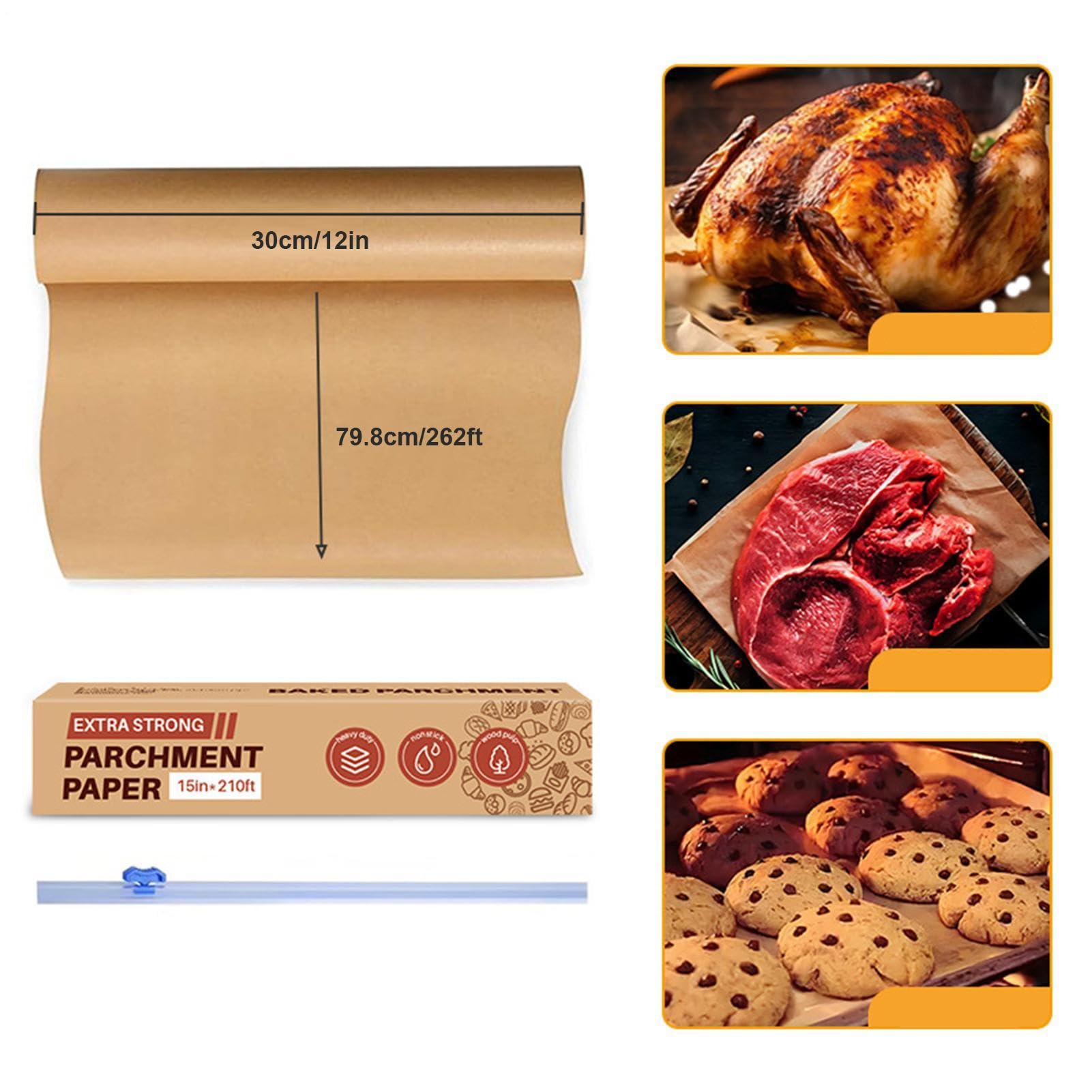 Papel De Horno Hojas Sin Blanquear Resistentes al Calor Alimenticio | Rollo De Papel Para Hornear Y Cocinar para hornear microondas vapor cocinar freír rostizar