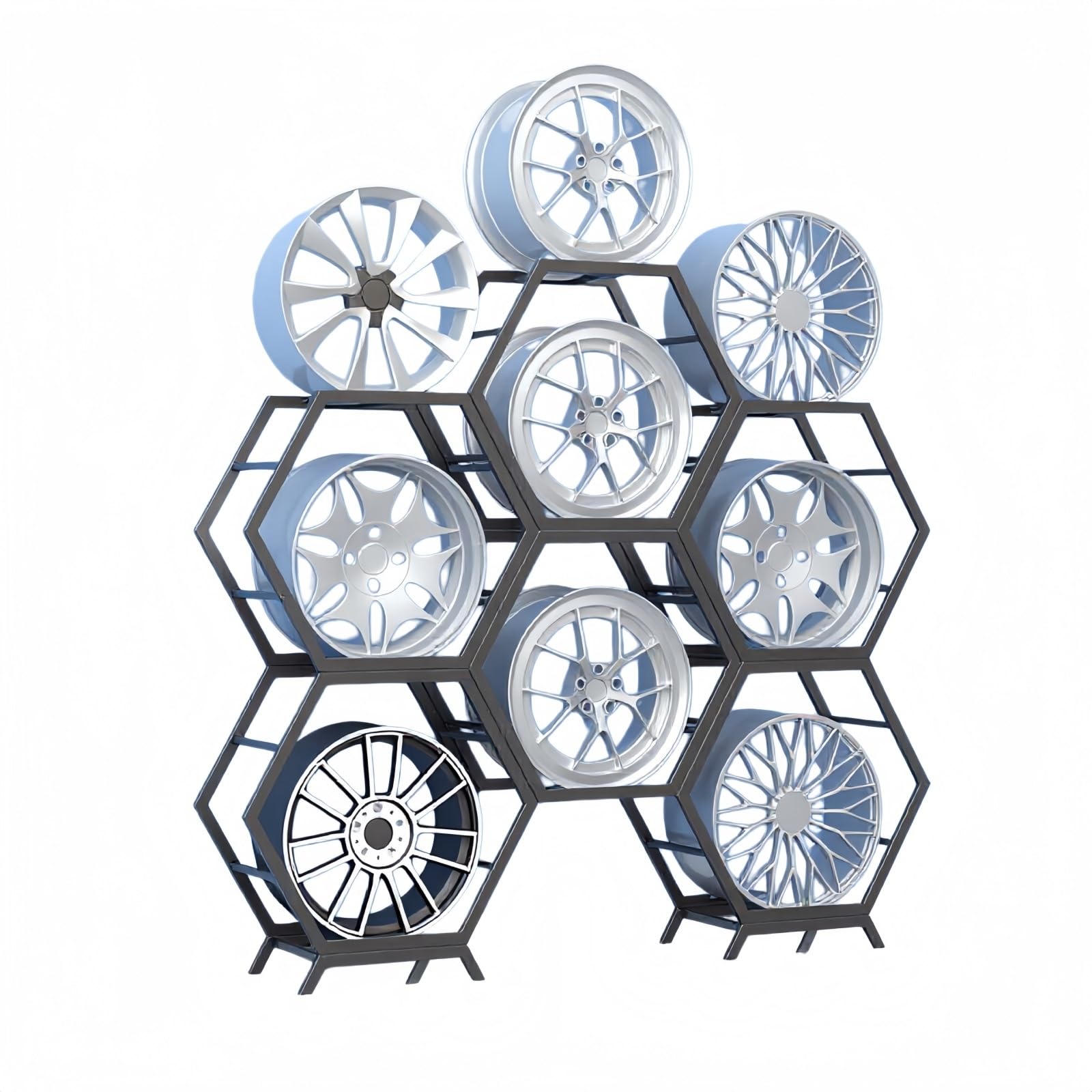 AKFNCJE Adjustable Car Rim Display Rack, Freely Combinable Rim Storage Rack