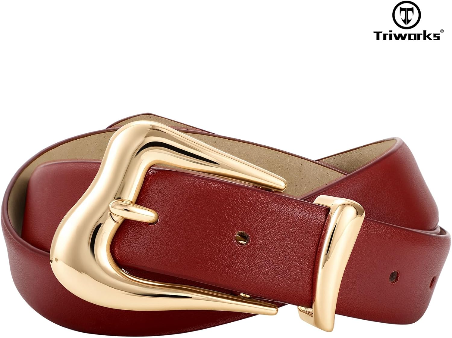 TRIWORKS Women Leather Belt with Gold Buckle Fashion Ladies Leather Waist Belt for Jeans Pants - Image 4