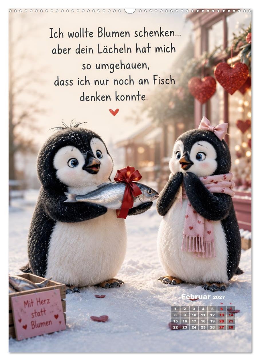CALVENDO · Oscar - Lachen ist die beste Jahreszeit (Kalender 2027) | DIN A2 Hochformat · Wandkalender · Kalender voller humorvoller Pinguin‑Momente