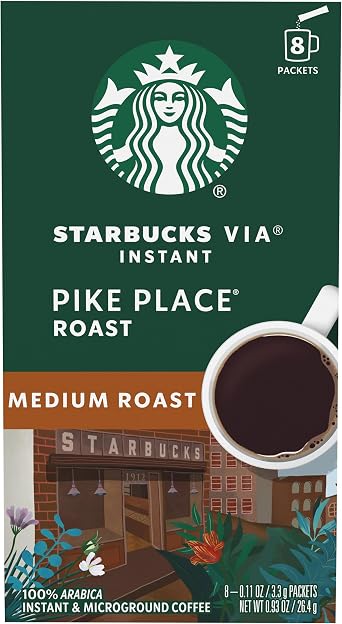 Starbucks Instant Medium Roast and Microground Coffee (Pike Place Roast) 8 – 3.3g Packets