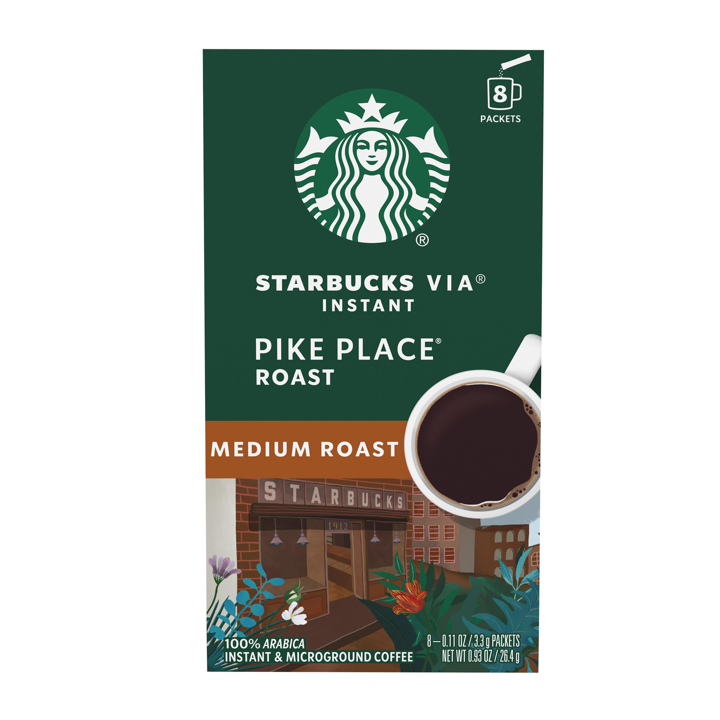 Starbucks Instant Medium Roast and Microground Coffee (Pike Place Roast) 8 – 3.3g Packets
