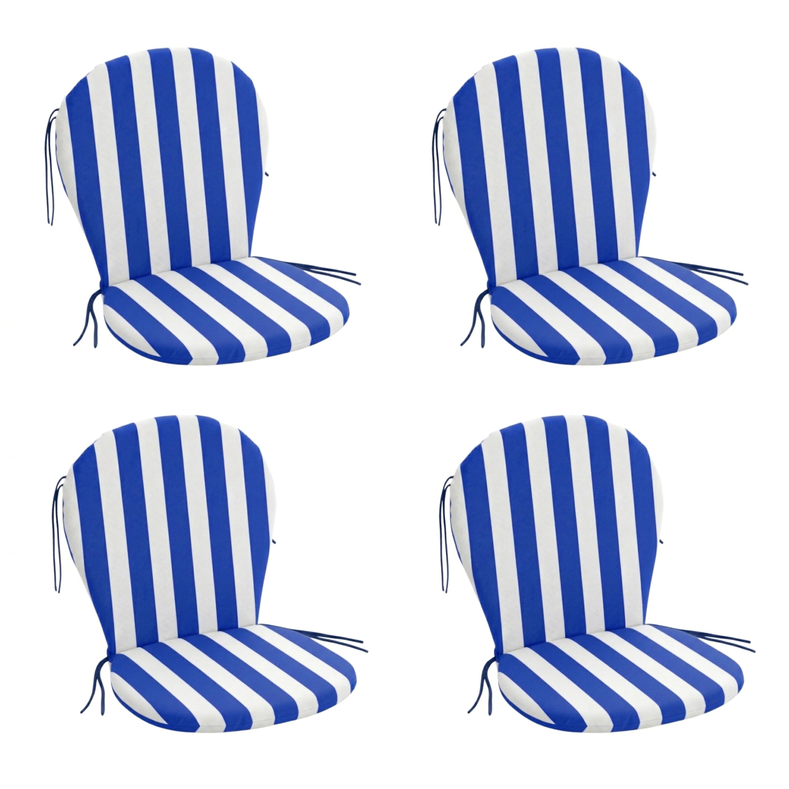 PIND Cojín para Silla de Exterior en Forma de Guitarra Rayas Pack 4 Unidades - Almohadilla Acolchada para Silla 50x92x3,5 cm con Cremallera y Cordones Ajuste.