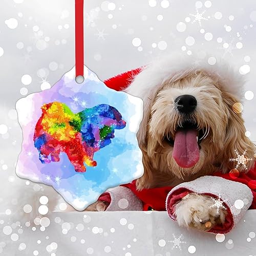 Miniatura 6 de Adorno de Navidad de acuarela para perro, Chow Chow, adorno de Navidad de cerámica, Chow Chow, silueta colorida de perro, adornos de Navidad para