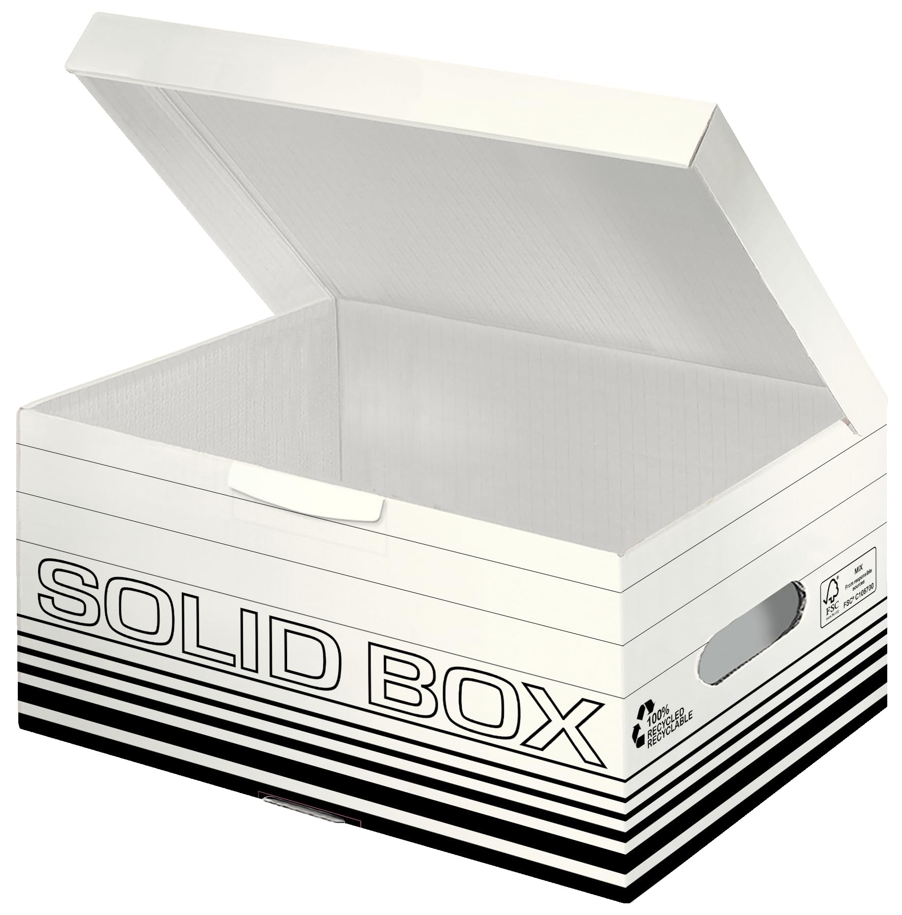 Esselte Leitz Archiv Container S, A4, con coperchio ribaltabile, in cartone ondulato, bianco