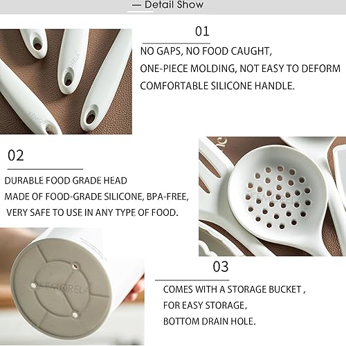 Miniatura 7 de Juego de 9 utensilios de cocina completos para cocinar con caja de almacenamiento y soporte para cuchara, utensilios de cocina duraderos y