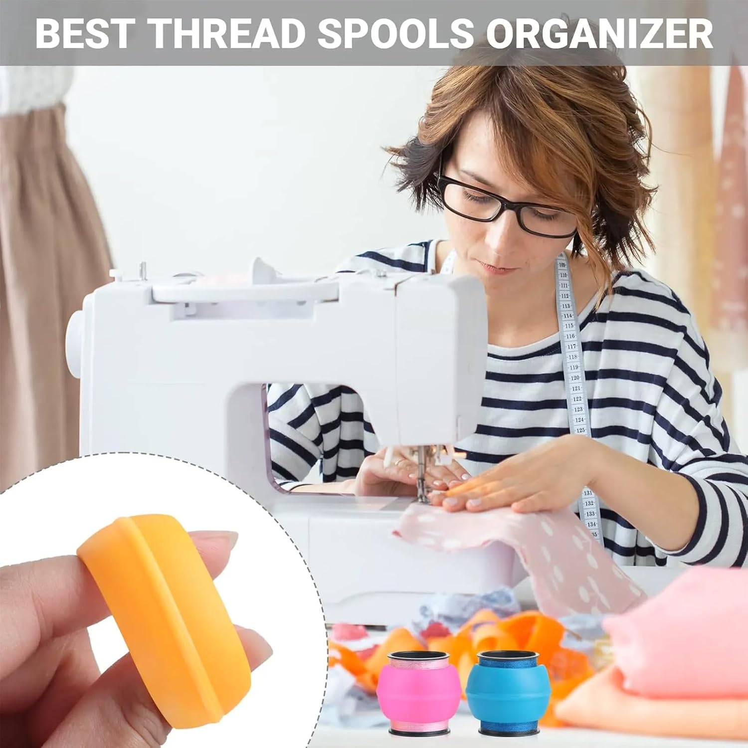 40Pcs Thread Spool Huggers, Silicone Colorful Spool Savers Bobbins Clips Thread Holder Organizer for Sewing and Embroidery Machine