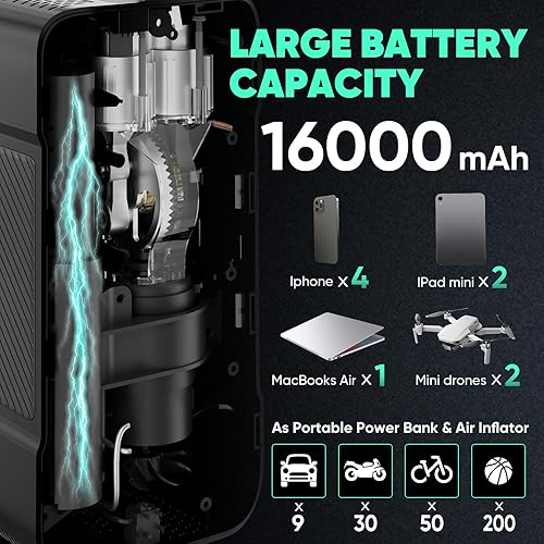 Miniatura 2 de Inflador de neumáticos BY01, compresor de aire portátil para neumáticos grandes, bomba de aire inteligente con doble cilindro, Clourful Digital