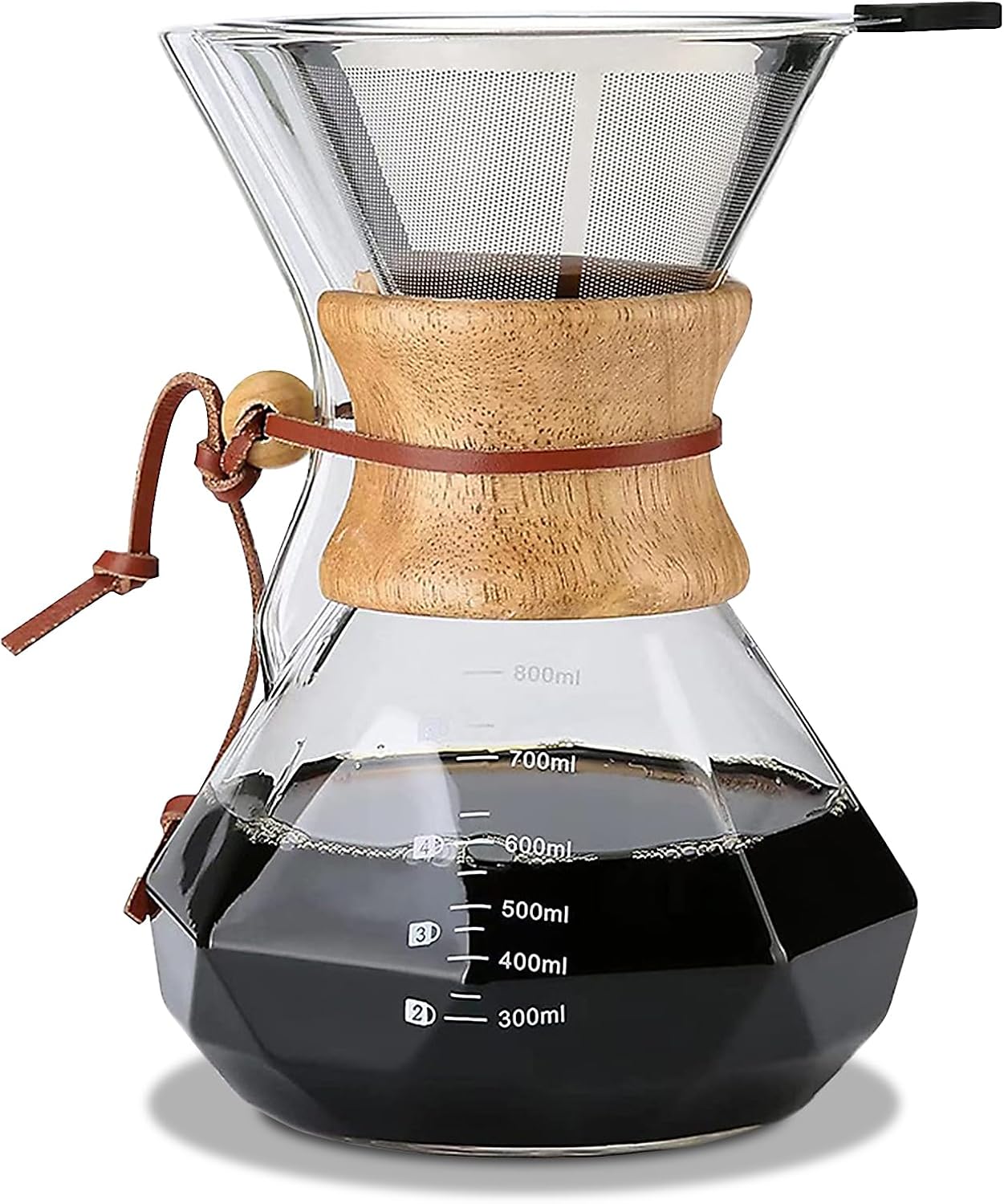 Pour Over Coffee Maker, 27oz Borosilicate Glass Pour Over