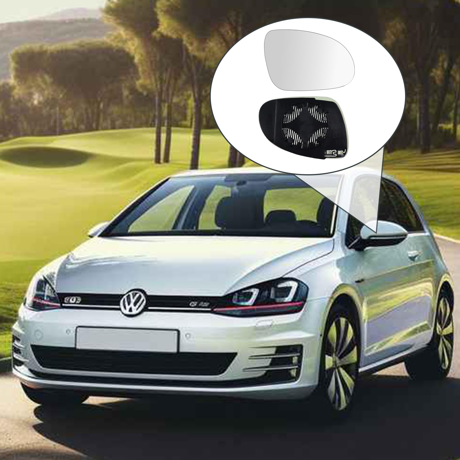 Wkład Lusterka Prawego Podgrzewany kompatybilny z VW Golf 5 MK5 2003–2008, Jetta 5 2005–2010, Passat B6 2007–2011 – Asferyczne Szkło Lusterka Bocznego z Płytą Montażową