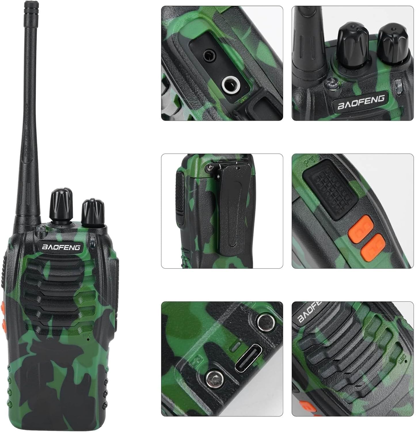 BAOFENG BF-888S Walkie Talkies for Adults 20 Pack, Rechargerable Two Way radios 16 Channels VOX CTCCC/DCS Scan Flashlight for Team Work Green Camouflage