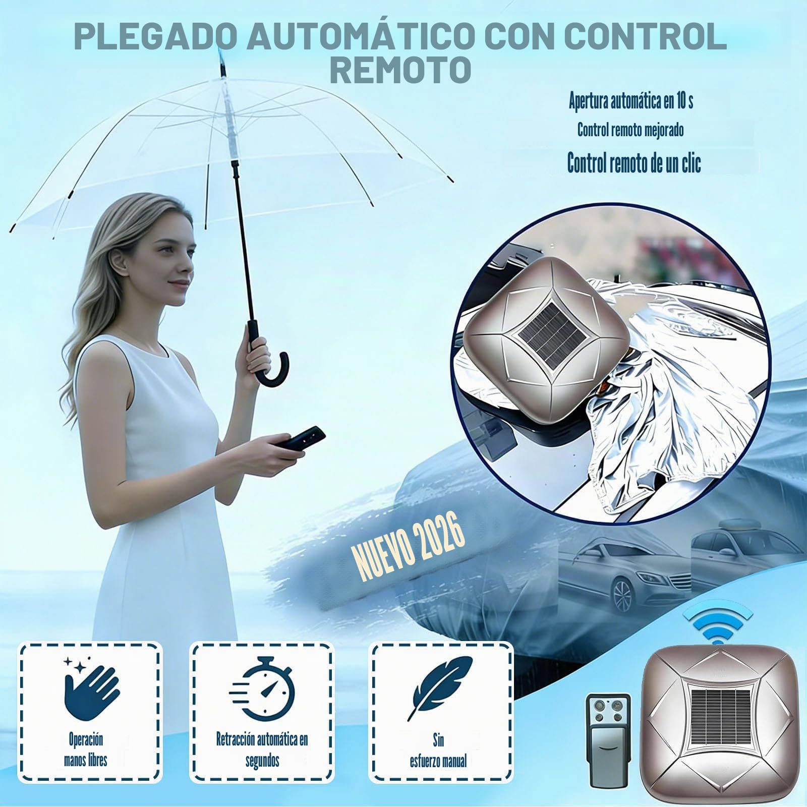Funda Para Coche Con Carga Solar Y Mando a Distancia – Resistente Al Agua Y Al Viento, Automatic Car Cover Con Alarma Antirrobo, Para Suv Y Sedanes, Uso En Interiores Y Exteriores Black-YXL