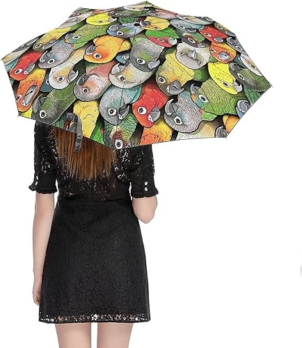 Miniatura 5 de Color of Conures - Paraguas impermeable resistente al viento, 3 pliegues, apertura automática, cierre automático, ligero, anti-UV, para hombres y