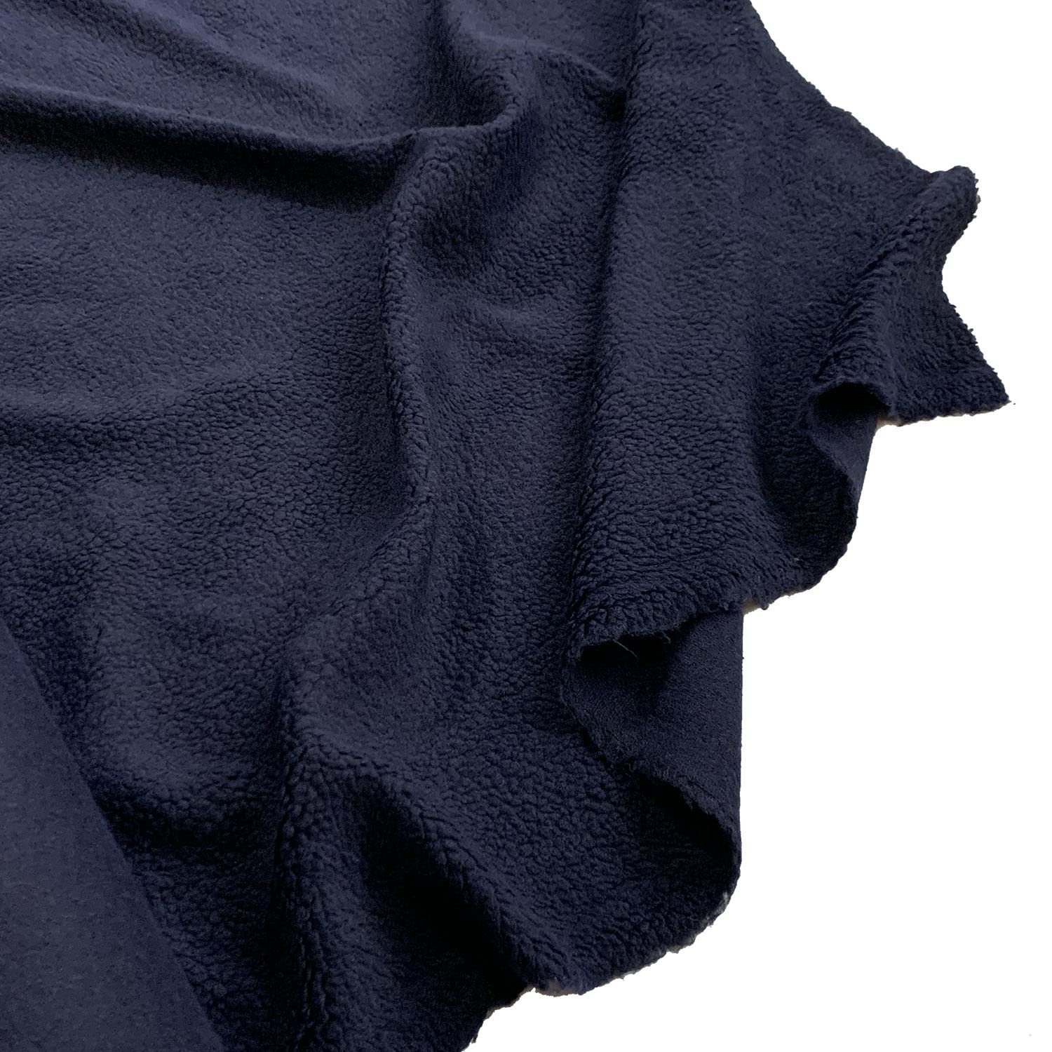 Sherpa Fleece Fabric - Supersoft Lamb Cuddle Fur Cloth - Soft Warm Cushion and Throw Faux Fur Covers - Thick Dressmaking Material Fabrics per Metre (Navy - 1 Meter)