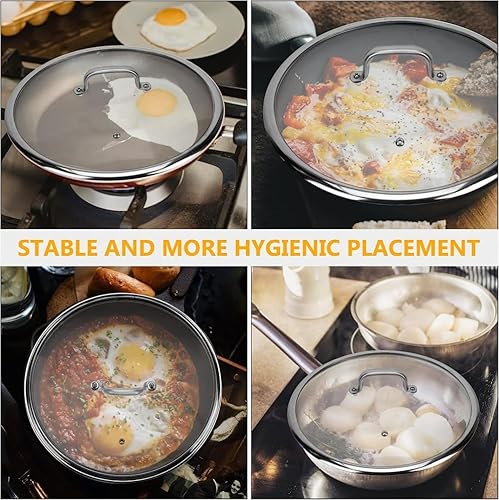 Miniatura 7 de BAZAC Tapas de olla de acero inoxidable para terrario pequeño, tapa de olla de repuesto, sartenes de vidrio, tapa de olla de cocina, cubierta de