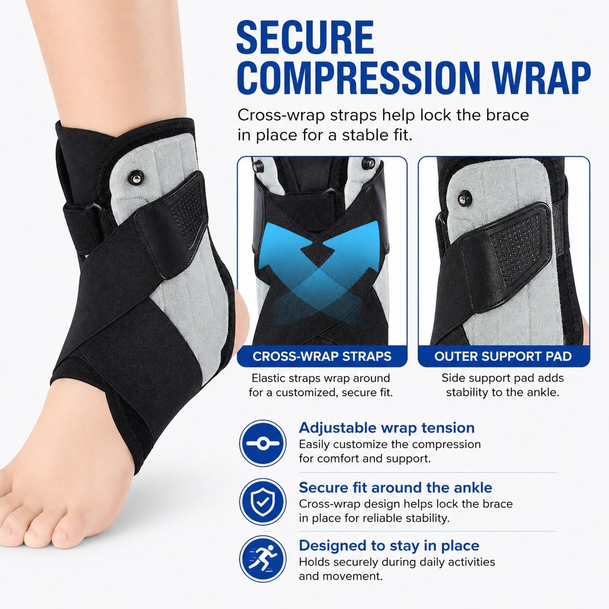 Genérico Tobillera Ajustable con Forro de airbag, para Deporte y Caminar a Diario, Modelo CJDW1147