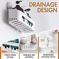 Vista 5 de LEVERLOC Shower Caddy Suction Cup & Soap Holder Shower Shelf Shower Basket Suction Pack of 2 Removable Powerful Suction Cup Bathroom Organizer Max
