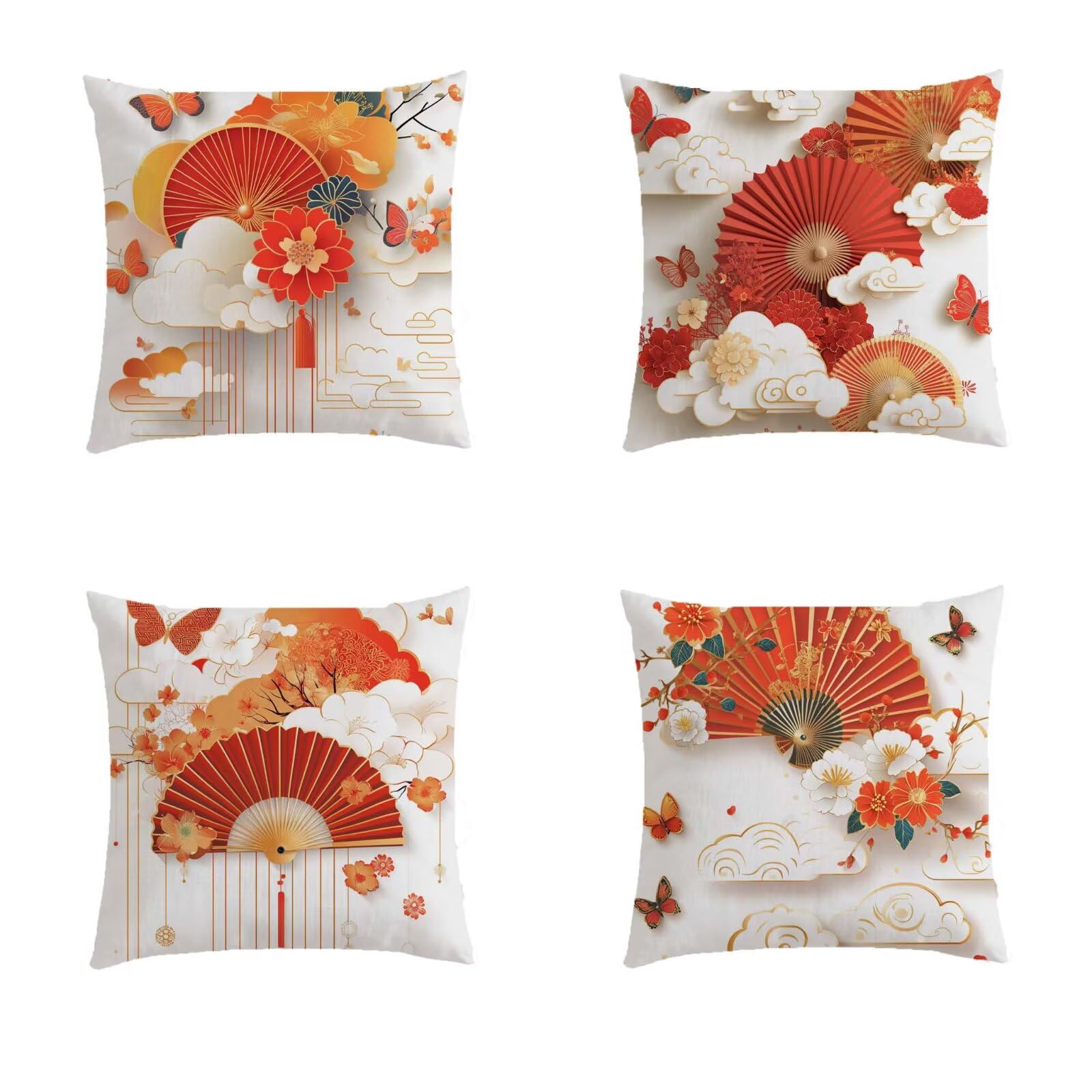 Taie d'oreiller orange brûlée 50x50 lot de 4 anti-accroc