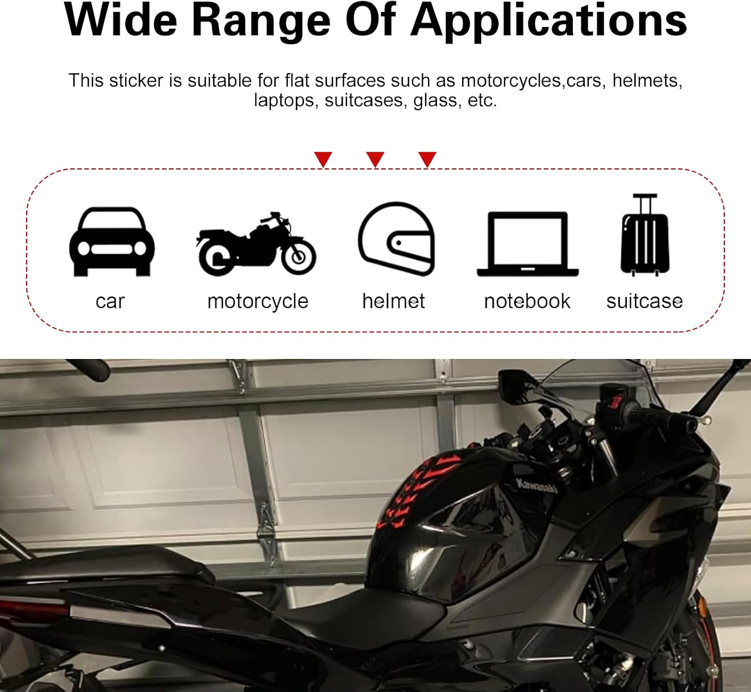 Motorcycle Tank Pad, Fishbone 3D Motorcycle Tank Protector, Waterproof Scratch-resistant Gas Decals, Universal Modifications Accessories (Red)