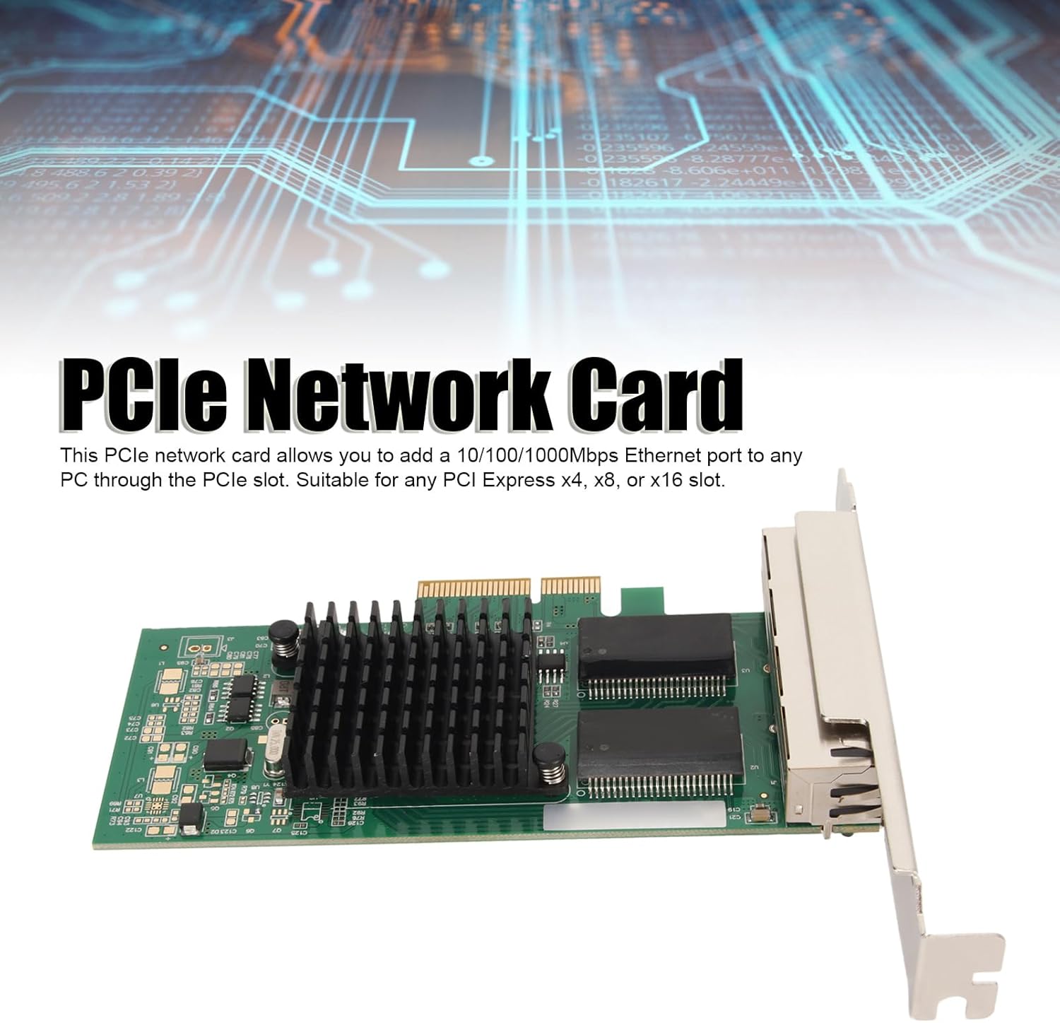 4 Ports PCIe Network Card, Gigabit Ethernet Card, 1000Mbps PCI 20. 5 GTs, RJ45 Network Adapter with Bracket for Server Desktop Computer, Compatible with Unix