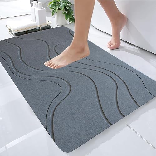 Evovee Tapete de baño de piedra de tierra de diatomeas, tapete de baño de piedra para baño, tapete de baño de piedra de secado rápido, tapete de