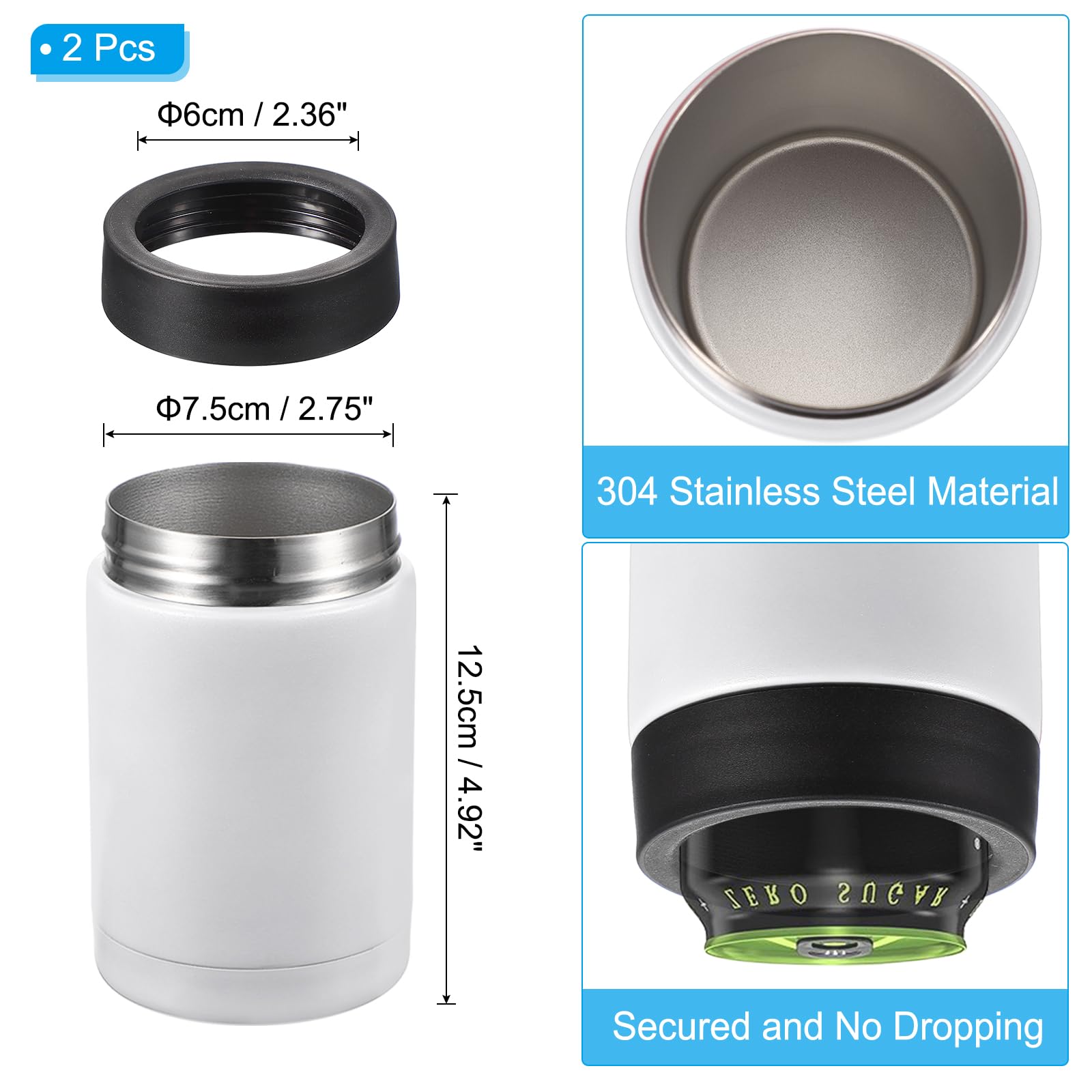 PATIKIL Refroidisseur de Canette Mince, 2 Pièces 12Oz Manchon Isolé pour Canette Mince Porte-Boisson pour Bière, Soda, Café, Canettes et Bouteilles Régulières, Blanc