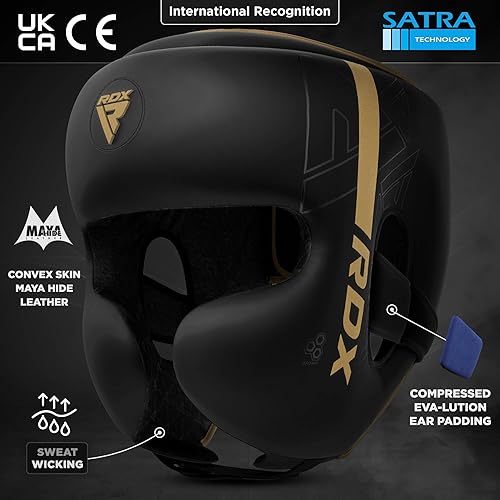 Miniatura 3 de RDX Casco de boxeo, entrenamiento de artes marciales, kara, acolchado ajustable, casco de Muay Thai, Kickboxing, Sparring, artes marciales, karate,