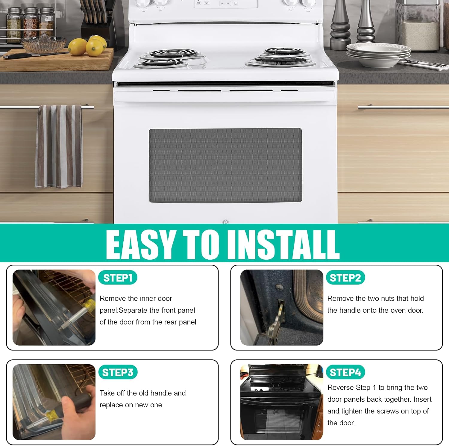 Upgraded 5304522047 Oven Door Handle Replacement for Frigidaire Kenmore Stove Oven Handle Replacement 5304507385, 4931192, AP6893146 Electric Range Oven Handles Part CFEF3052TWA CFEF3012UWA