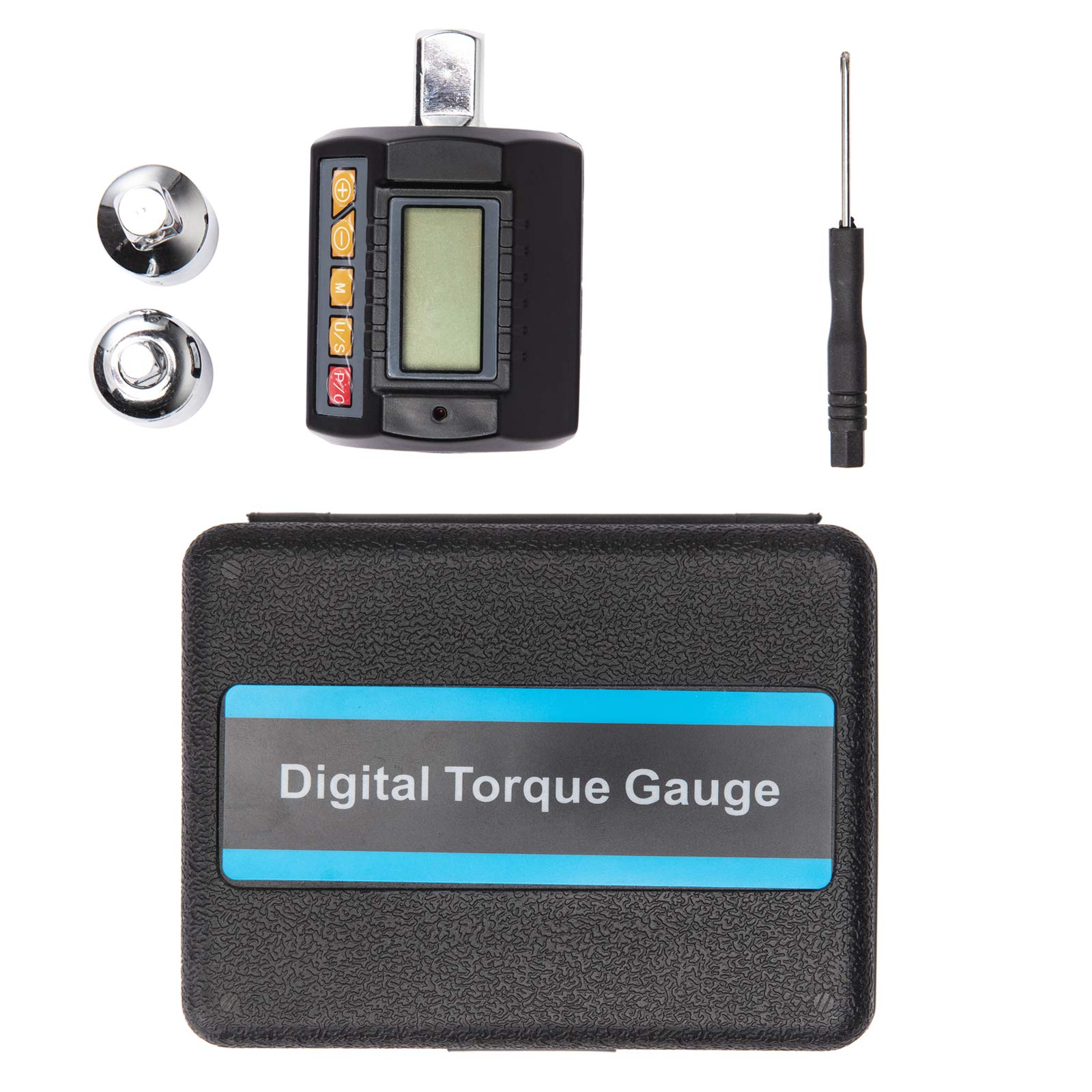 Beslands Llave dinamométrica digital adaptador 1/2” unidad, Torque 6-200N.m medidor de torsión ajustable, incluye adaptadores para 3/8” y 1/4”, con LED y Alerta Zumbador