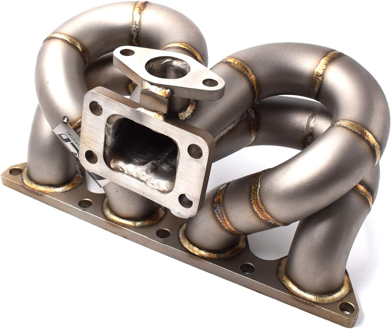 POWERGO MOTORSPORT 2811642409 Exhaust Turbo Manifold Ram Horn T3 35/38mm W/G Schedule 40 304 Stainless Steel for Integra Civic 1.6L 1.8L B16 B18 DOHC VTEC