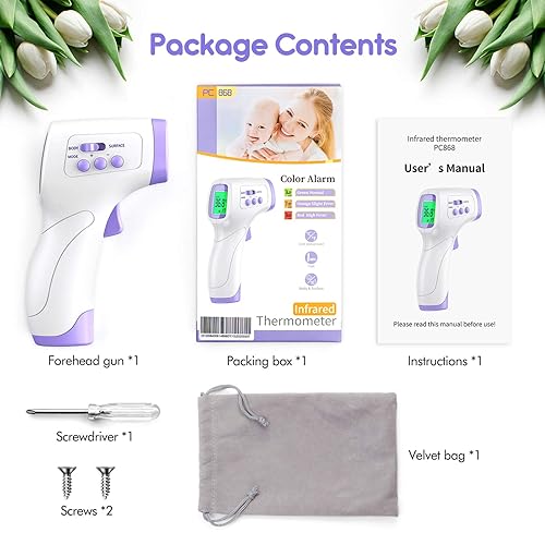 Miniatura 7 de Termómetro para bebés y adultos, termómetro de frente sin contacto, termómetro digital con alarma de fiebre, lectura instantánea precisa en 2