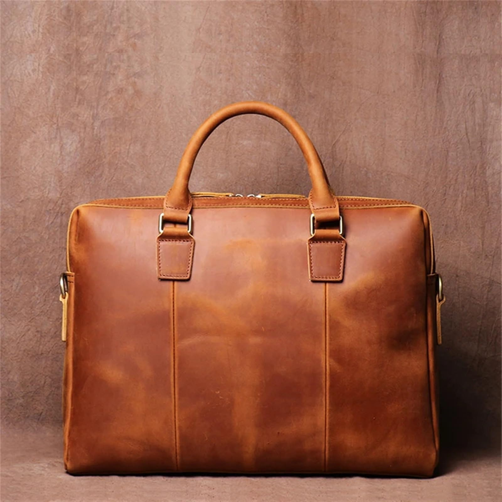 Valigetta da Uomo in Pelle Borsa Casual Borsa a Tracolla in Pelle di Vacchetta Borsa for Computer da Ufficio for Laptop da 15,6 Pollici Uomo Ventiquattrore