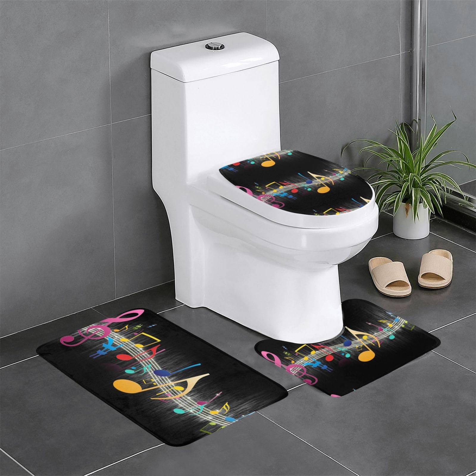 Tapis de sol antidérapants notes de musique flanelle 61 x 40.6 cm