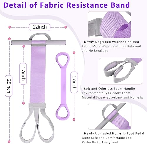 Miniatura 4 de Paquete de 2 bandas de resistencia de tela con asas, banda de resistencia antideslizante para piernas y glúteos, entrenamiento portátil, yoga,