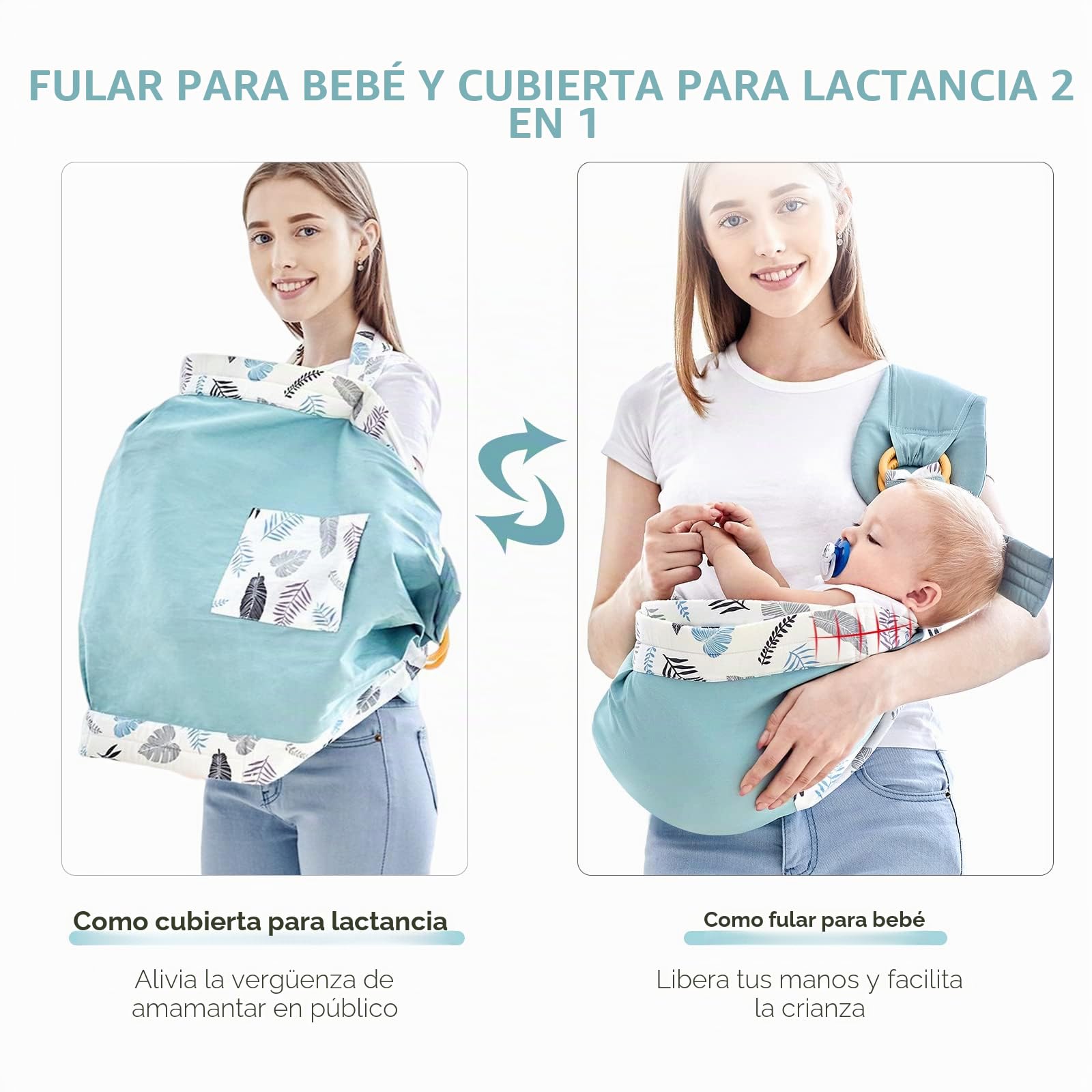 SONARIN Portabebés, de algodón suave, portabebés, sistema de portabebés, con anillas ajustables, para recién nacidos hasta 15 kg (ciervo azul)