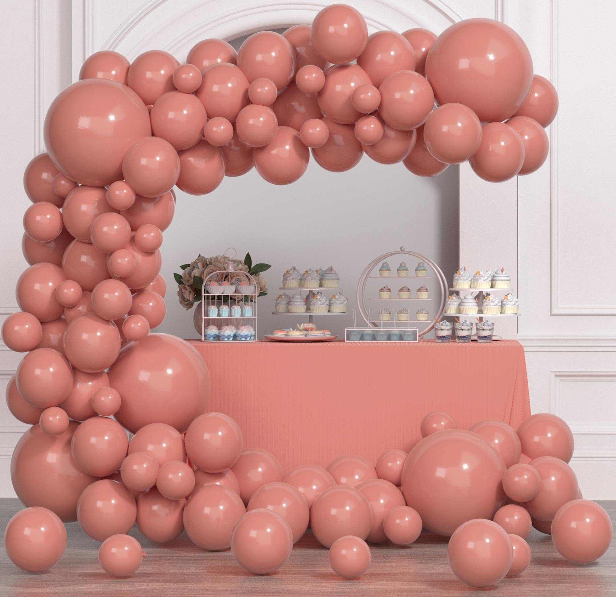 Dusty Pink Balloon Arch Kit, Thickened 100Pcs Pink Balloons Different Sizes 18/12/5 Inch for Birthday Party Graduation Bachelorette Anniversary