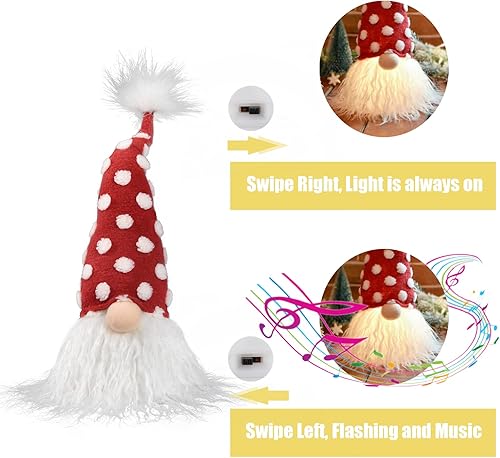 Miniatura 2 de Decoraciones de peluche de gnomo de Navidad recargables 2023 con luz y canción de Navidad, adornos de figura de Navidad hechos a mano, decoración