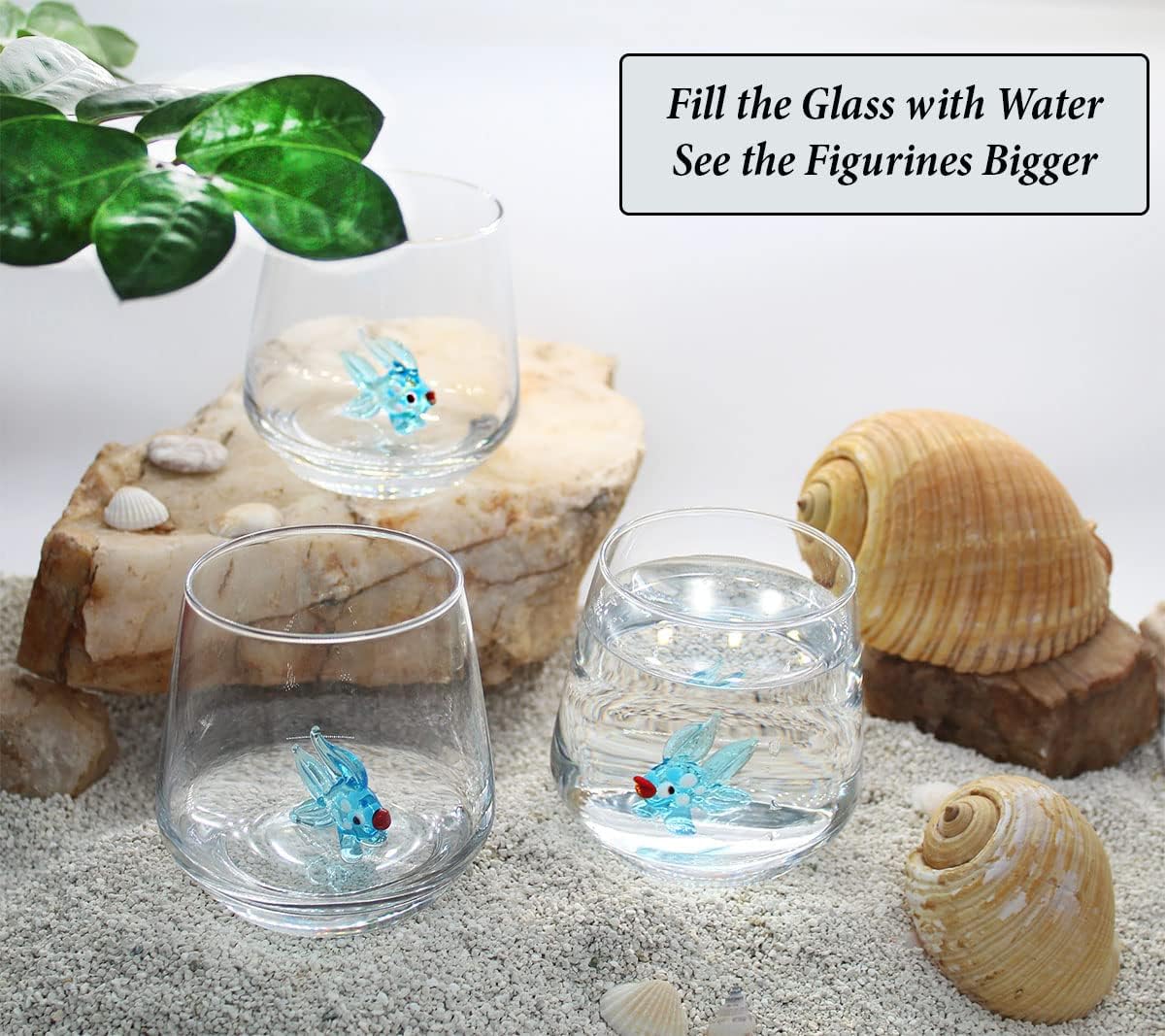 3D Drinking Glass Cup with Cute Animal Figurine Inside, Hand Blown Glass Fish Figure Inside Mug, Stemless Glass for Wine, Water, Milk, Beverages, 12oz (Fish) - Image 6