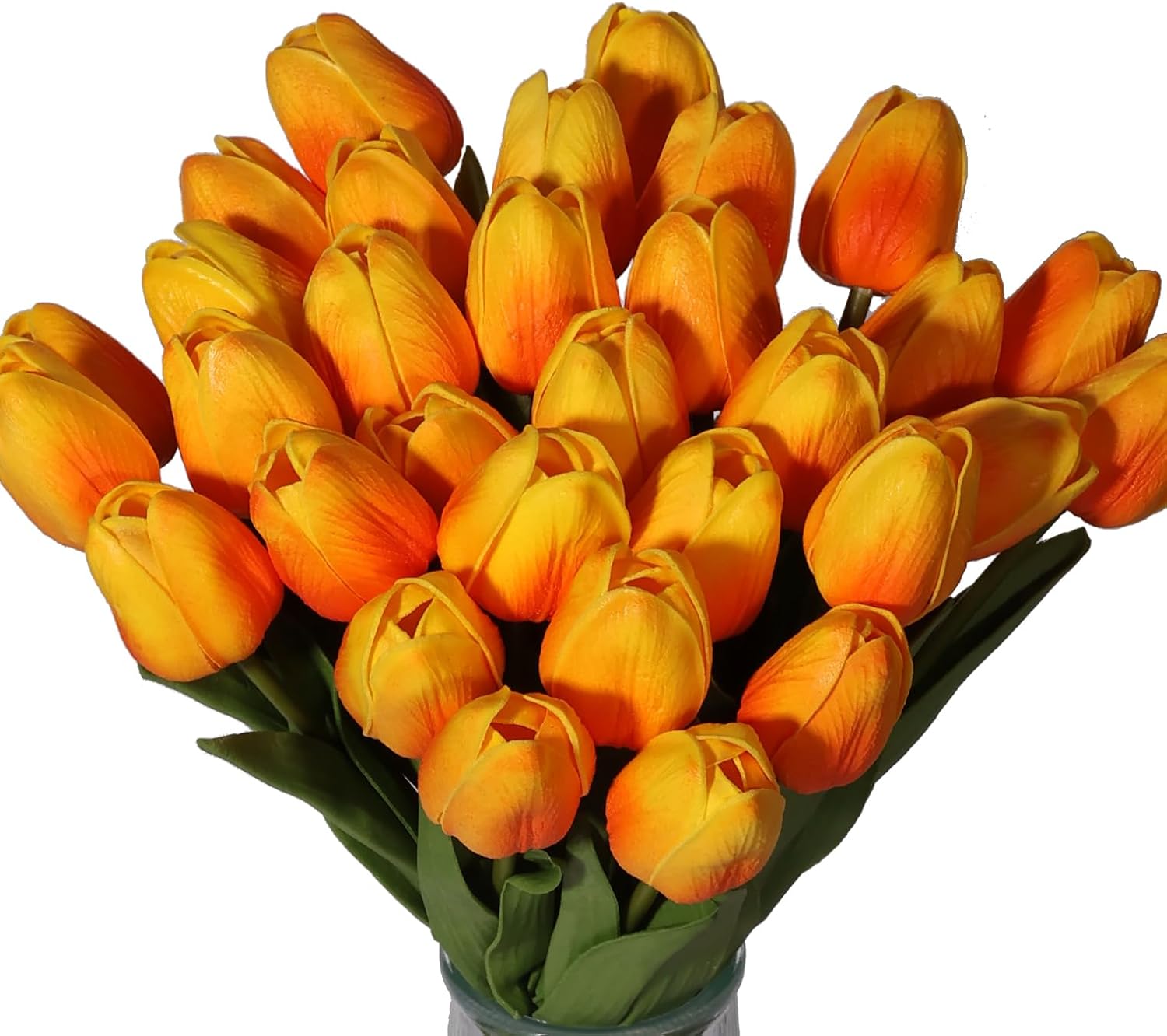 30pcs Tulips Artificial Flowers, Artificial Latex Real Touch Tulips Flowers Bouquet for Mother's Day Easter Wedding Party Home Decor-White