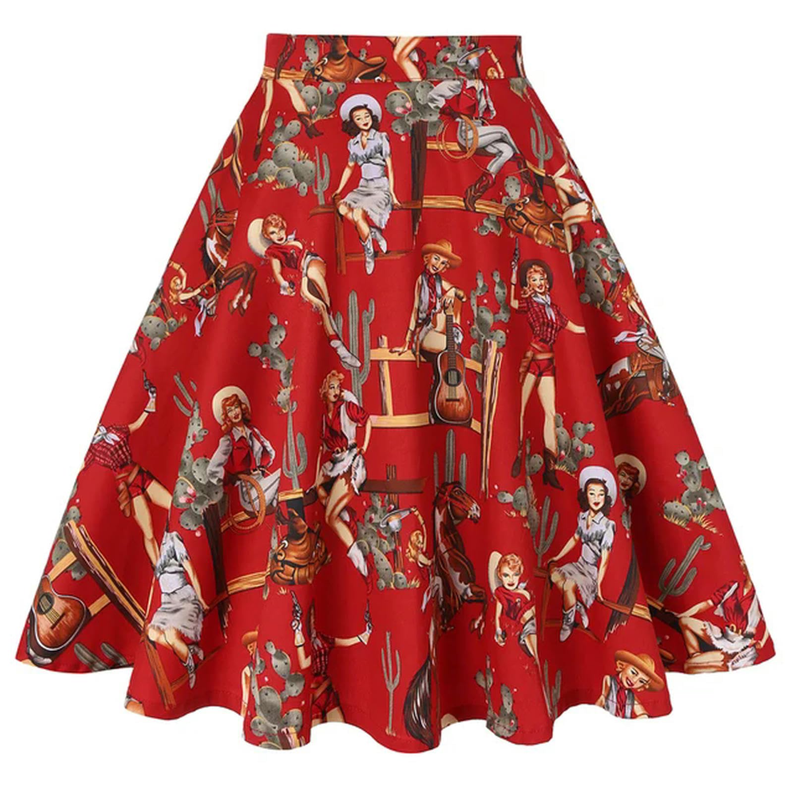Jupe rétro imprimé avec finitions soignées style rockabilly swing - 8