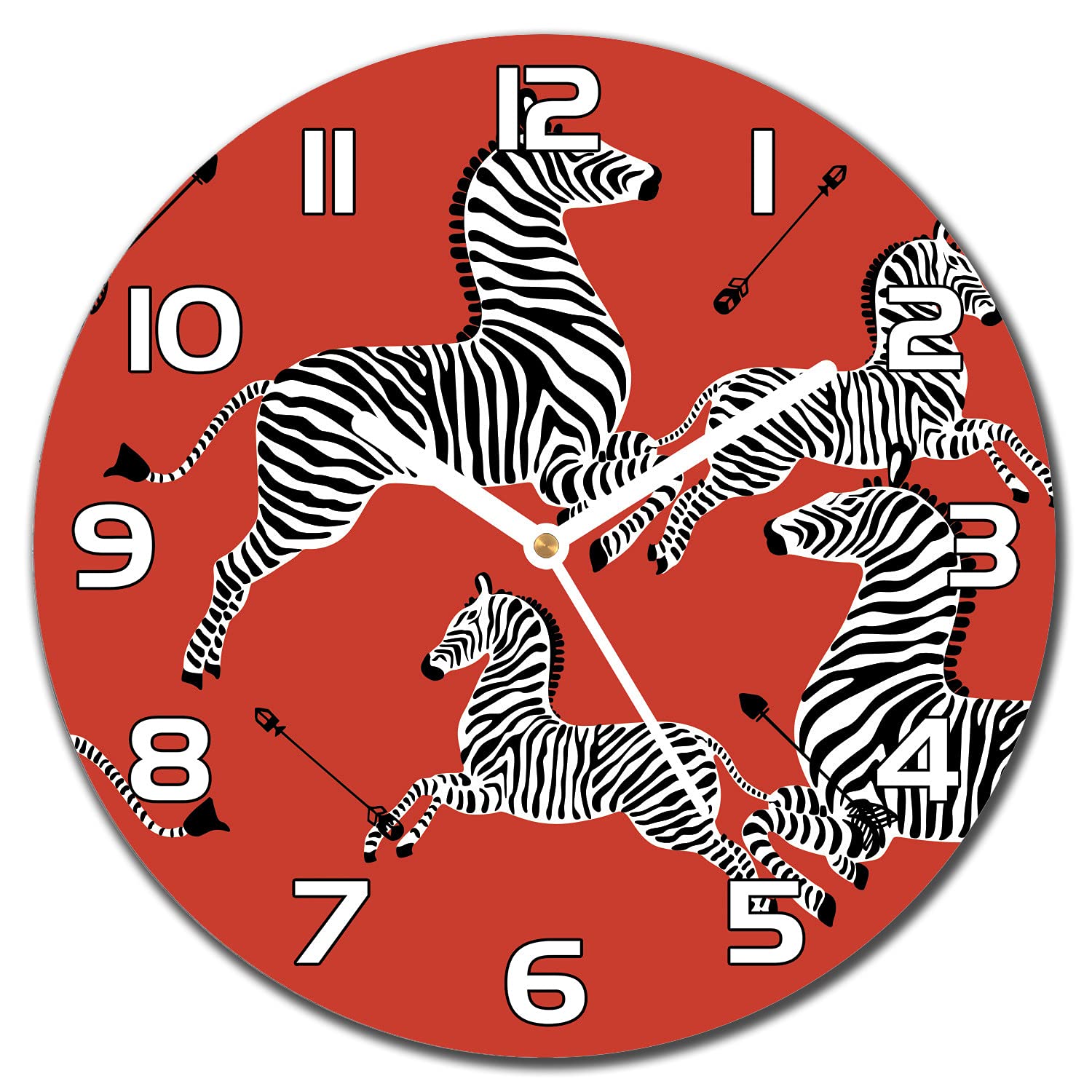 Horloge en verre Coloray 30 cm avec aiguilles blanches et motif zèbres volants pour salon
