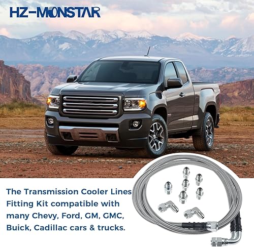 Miniatura 2 de 6AN - Kit de manguera de refrigeración de aceite fluido de transmisión de 52 pulgadas, líneas de refrigeración de transmisión TH350 compatibles con