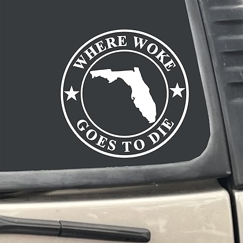 Florida Where Woke Goes to Die - Calcomanía redonda de 5 pulgadas para automóvil camión laptop etc